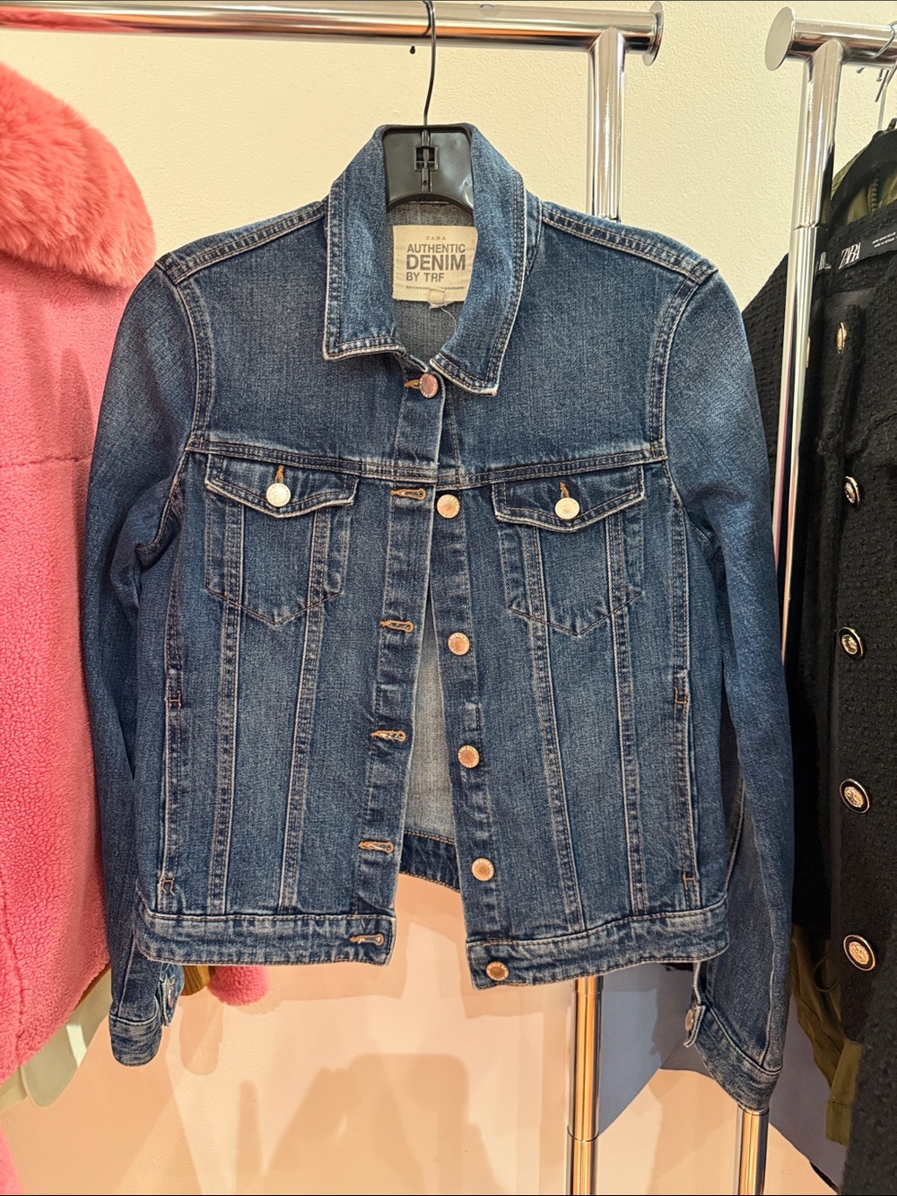 Zara Dark Blue Denim Trucker Jacket